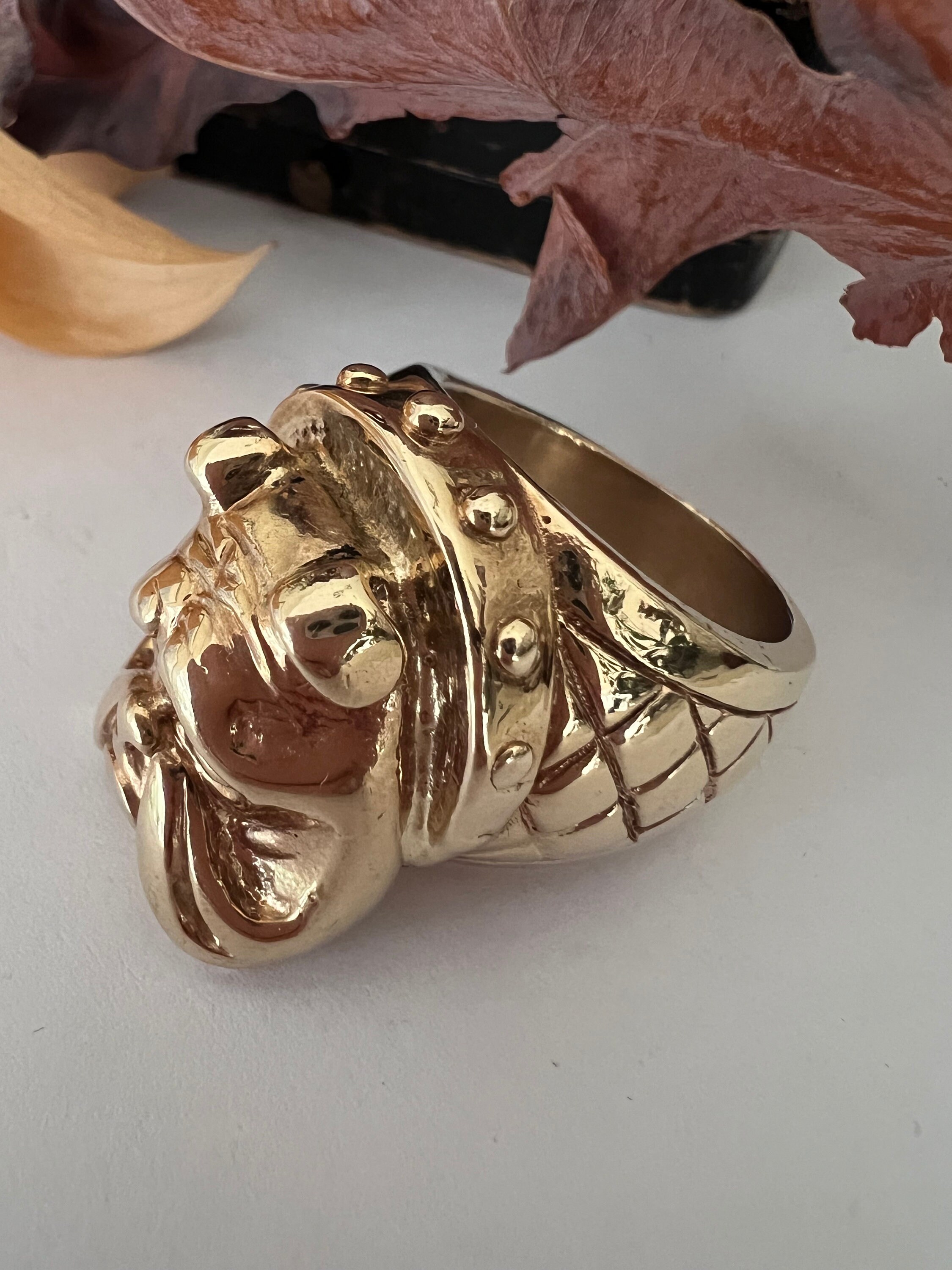 Mens gold bulldog ring hotsell