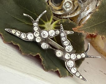 Ancienne Broche Art Déco/Nouveau En Argent Massif 925 - Corne Et Agate, Bijou Vintage Créateur