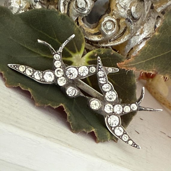 Broche Ancienne En Argent 925 - Style Art Déco/Nouveau Avec Corne Et Agate
