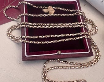 Antique Victorian 9Ct Gold Longuard Chain. 123 Cms. 48.5 Inches