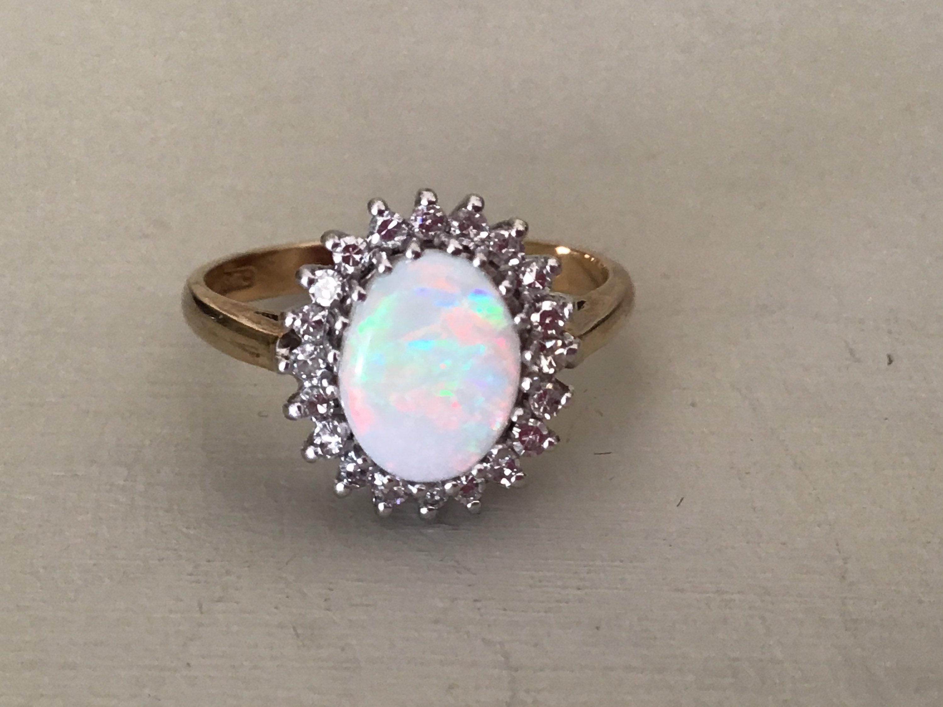 9ct gold Opal and Diamond ring. | Etsy
