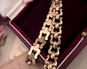 Vintage 14Ct Gold Fancy Buckle Link Chain Bracelet. 8 1/2 Inches.