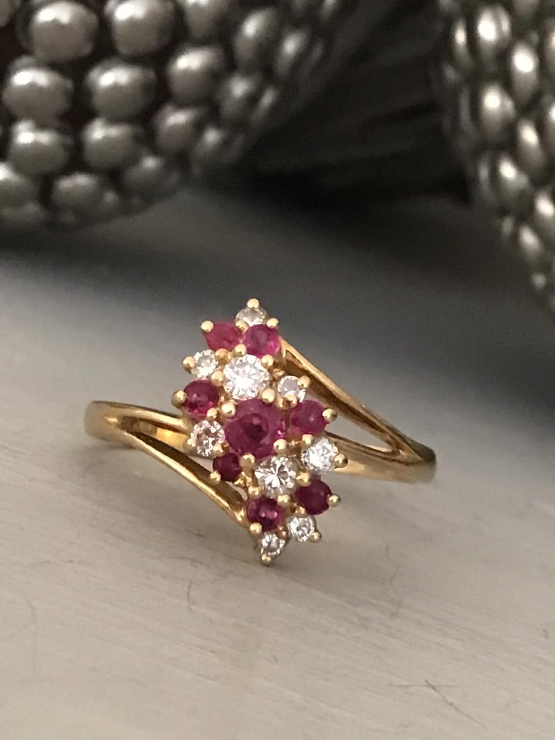 Vintage 18ct Ruby and Diamond Multi-stone Fancy Cluster Ring. - Etsy