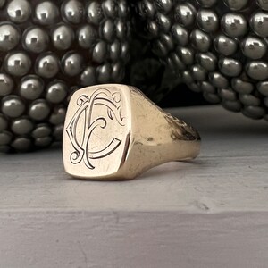 Vintage 9ct Gold Signet Ring. Initial C.F. 1979. Sizes T 1/2- 9 3/4 - Etsy