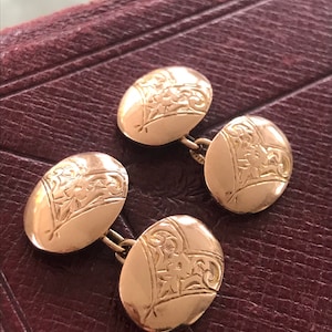 Rose Gold Edwardian Cufflinks. 9ct Gold. Circa 1903.