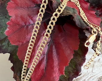 9ct Gold Fancy Double Link Chain Necklace. 16 inches. Speciality Chain.
