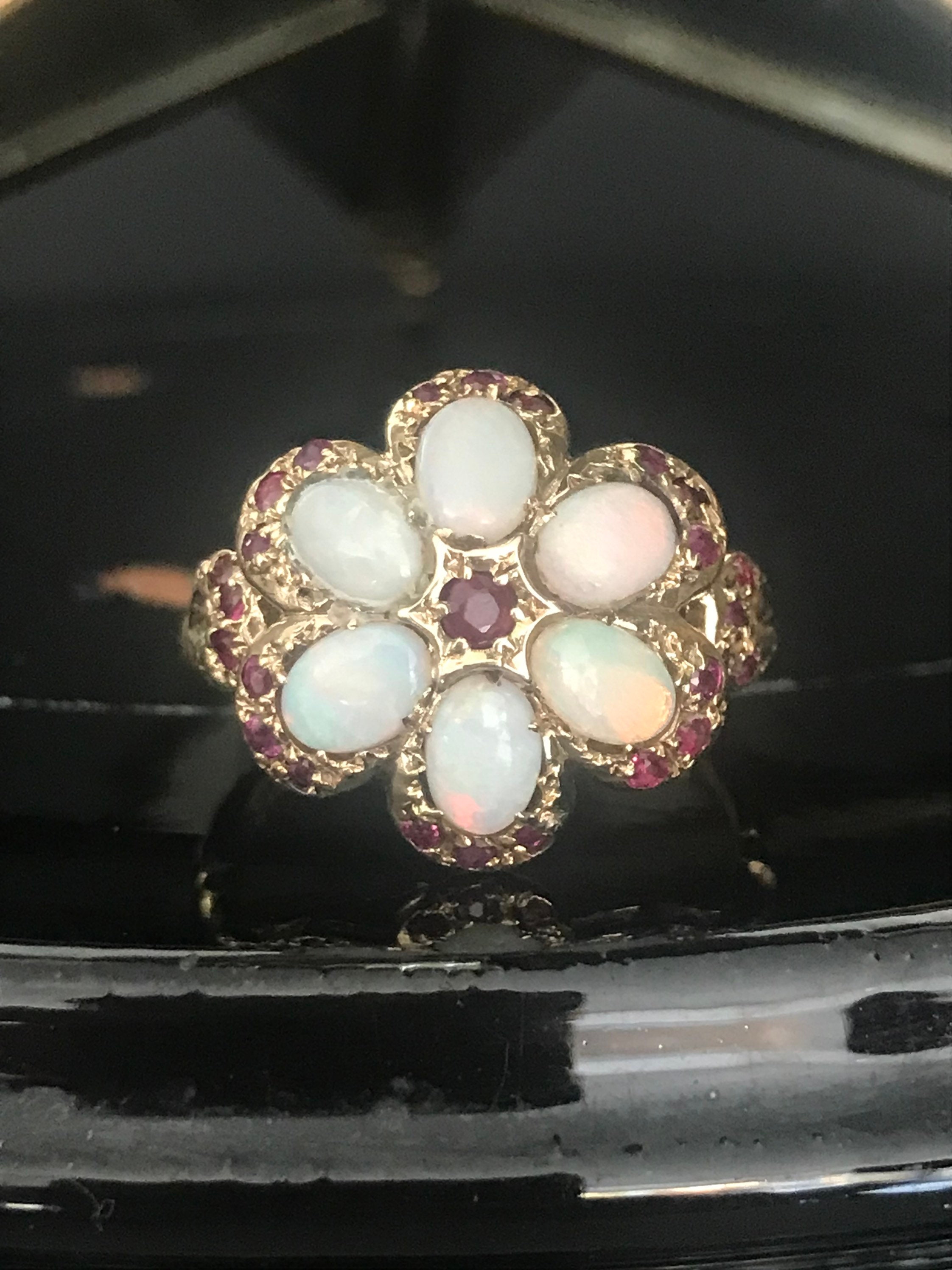 Opal flower ring gold discount