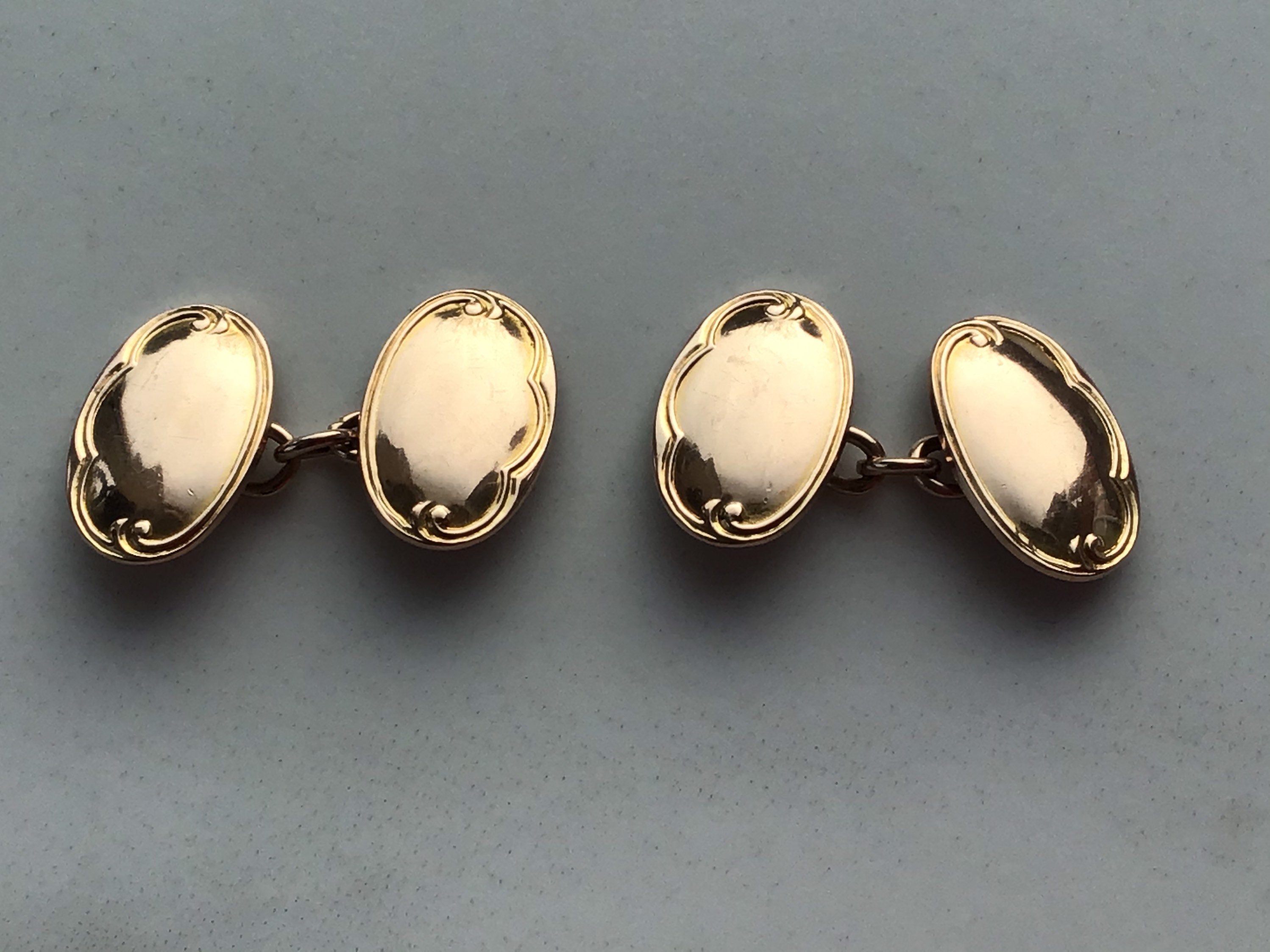 Antique 9ct Rose Gold Oval Cufflinks. 1920. Mens Antique Gold Etsy