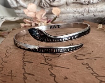1930s Silver Niello Snake Bangle.