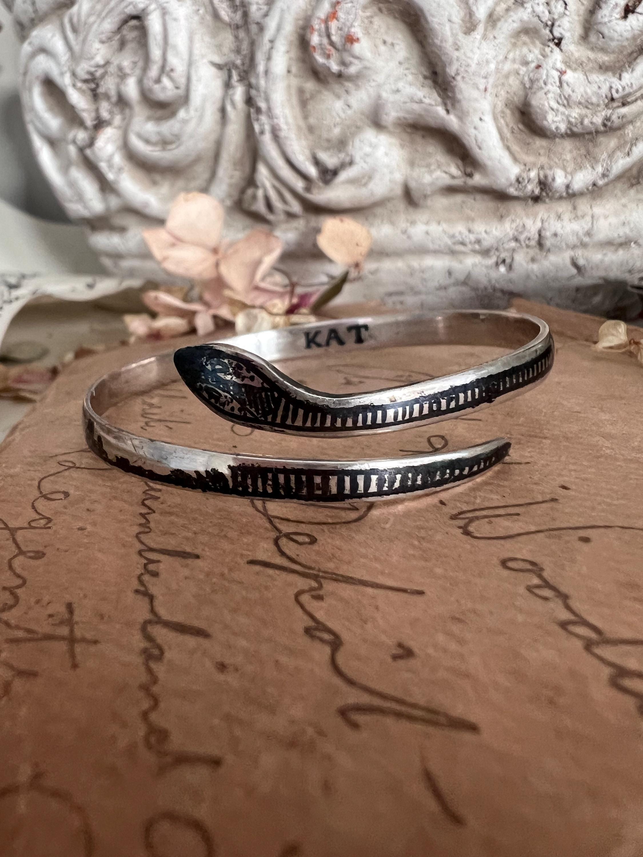 1930 年代のシルバー ニエロ スネーク バングル。 - Etsy 日本