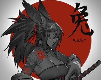 Samurai-Häschen | Kunstdruck