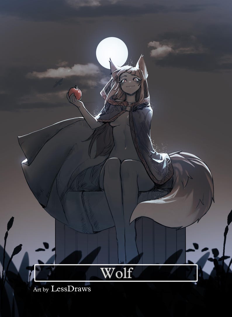 Holo Wolf Token Card - Etsy