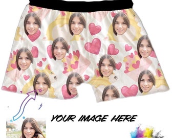 Valentines Christmas Fathers Day Boxers Anniversary  - Custom full Colour add your face Boxers gag gift gift for him personalized