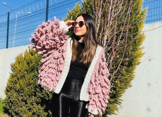 Loopy Cardigan Handmade Chunky Cardigan 