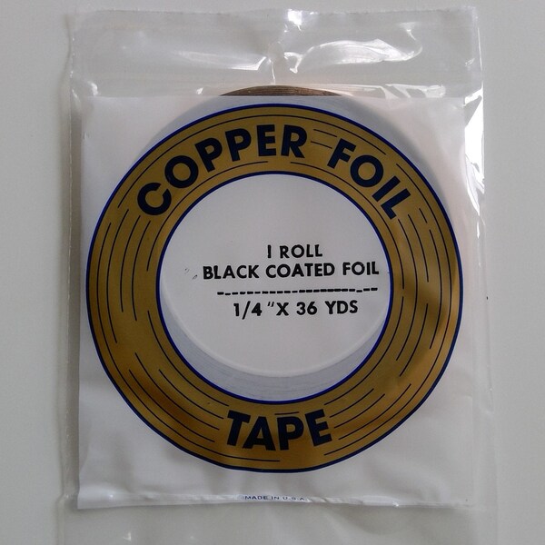 Copper Foil Black or Silver Coated/Backed  1/4"  36 yards Edco Made in USA