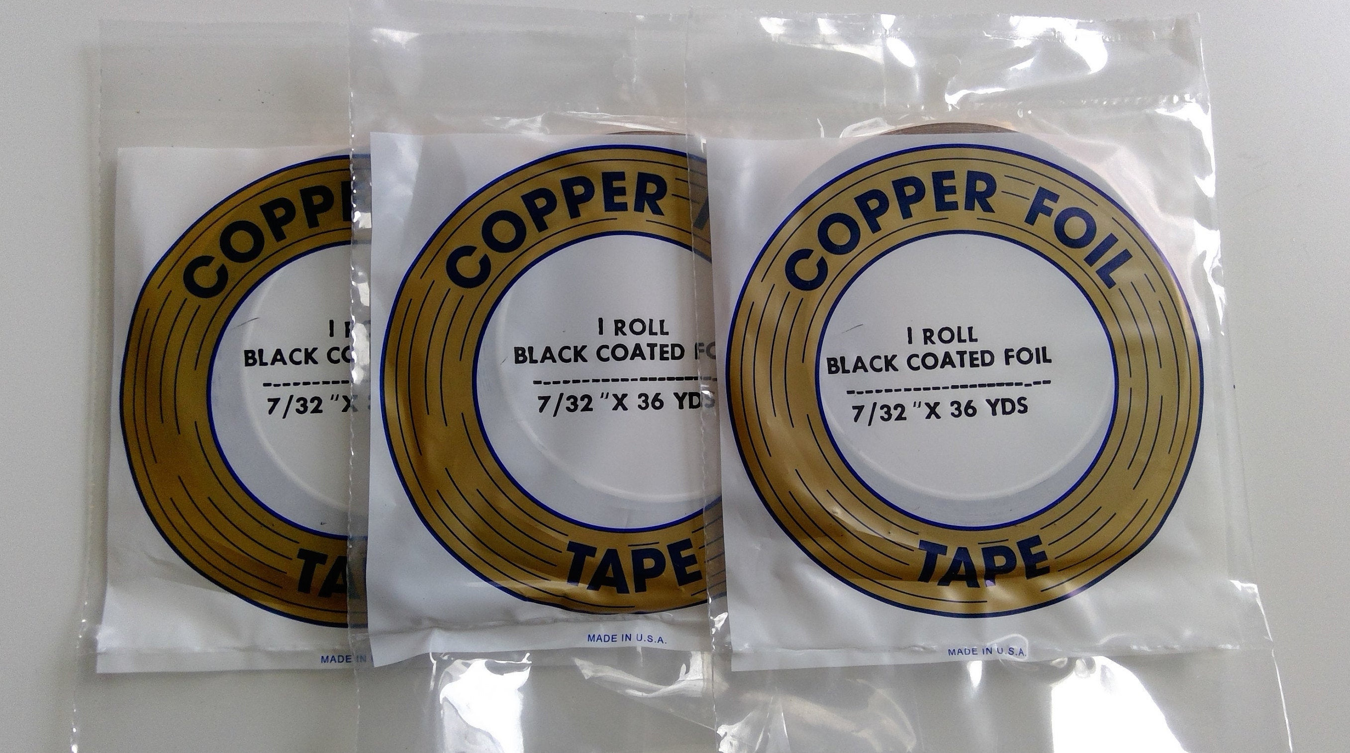 Copper Foil, Black Back by Edco, 3/16 X 36 Yard Roll, Made in USA