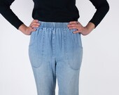 Vintage CASCADE BLUES Light Wash Cinched Elastic High Waist Denim Jeans