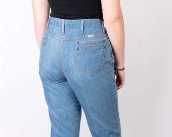 Rare 1970s WRANGLER Light Wash Soft Denim Bell Bottoms with Embroidered Back Pockets