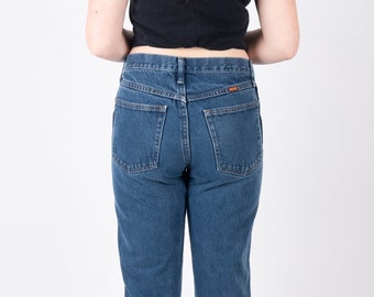 Vintage 90s RUSTLER Medium-Dark Wash High Waisted Straight Leg Heavy Denim Jeans