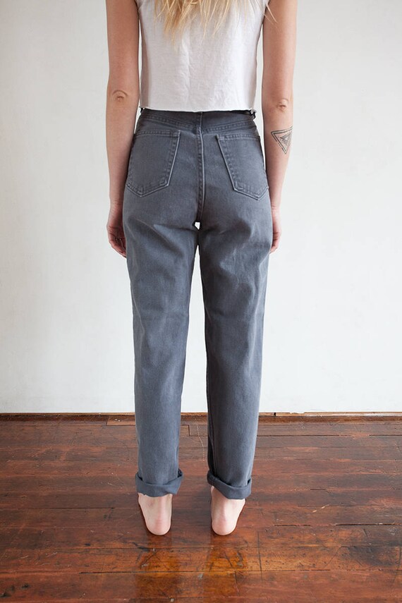Vintage 90s Faded Glory GRAY High Waisted Jeans Etsy