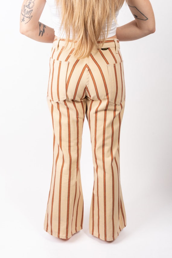 RARE 1970s Gaslight Mid-Rise Striped Bell Bottoms