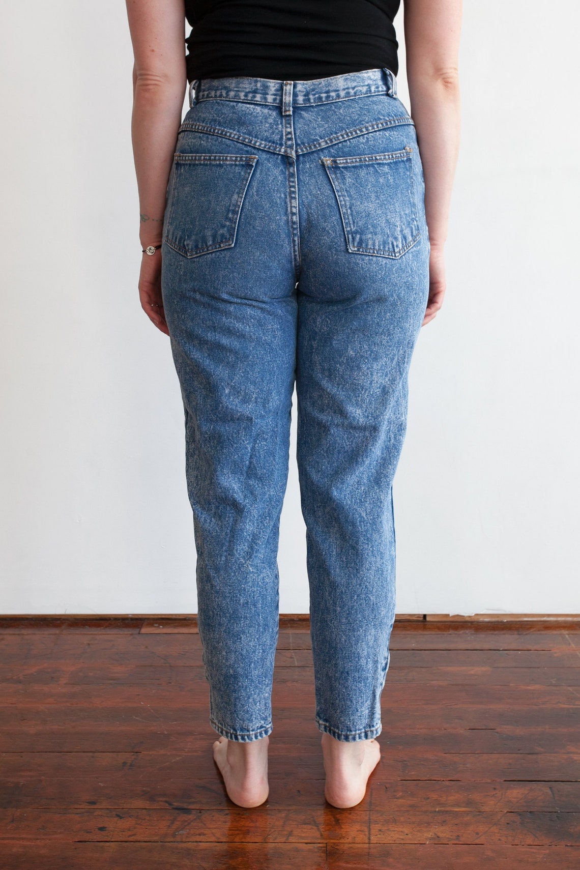 Vintage BONJOUR Acid Wash High Waisted Tapered Leg Jeans With - Etsy