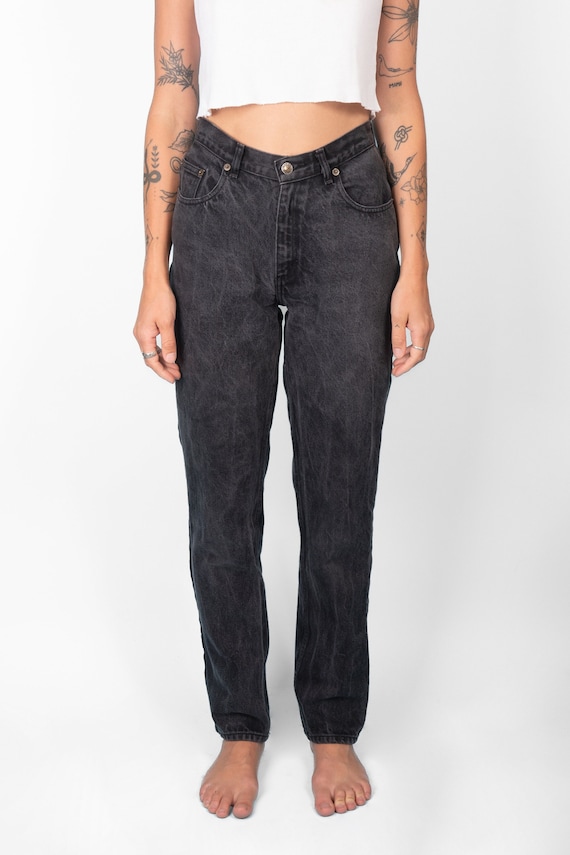 Vintage 80s/90s ARIZONA Black Marbled Denim High W