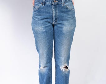 80s LEE Distressed Medium Wash Denim Straight Leg Men's Jeans