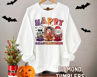Happy HalloThanksMas sweatshirt, Halloween, Thanksgiving, Christmas