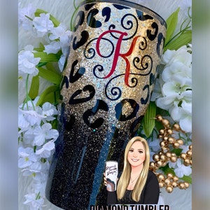 Black and Gold Leopard Glitter Tumbler