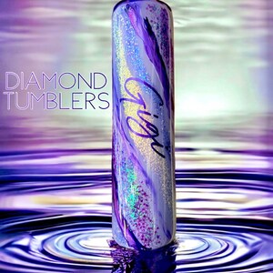 Purple marble and glitter tumbler