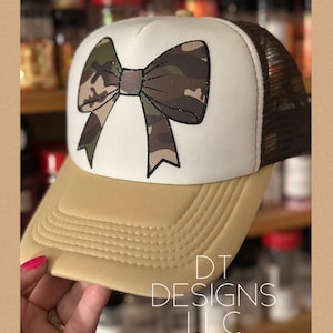 Camo Bow Trucker Hat: Handmade Country Western Style