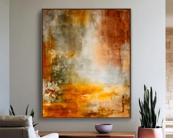 Arte mural abstracto naranja, impresión artística de paisaje atmosférico moderno para sala de estar, decoración contemporánea del hogar, impresiones de arte mural