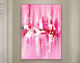 Modern Pink Abstract Painting on canvas for Room Decor,Textured Acrylic Art, Hand-Painted Pink abstract Canvas Art Oversized Home Decor Gift