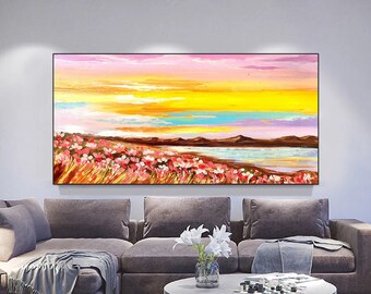 Original Textured Abstract Painting, Large Acrylic Painting, Mountain Painting On Canvas, landscape painting, Extra-large Wall Art, Seascape