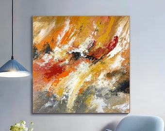 Abstract Painting Original Abstract, Orange Oil Abstract Painting, Original Canvas Large Abstract Wall Art, Acrylic painting original G260