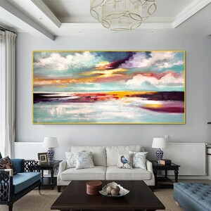 Extra Large Wall Art Original Art Bright Abstract Original Painting On Canvas, Landscape painting, Seascape abstract, Sunset painting G246