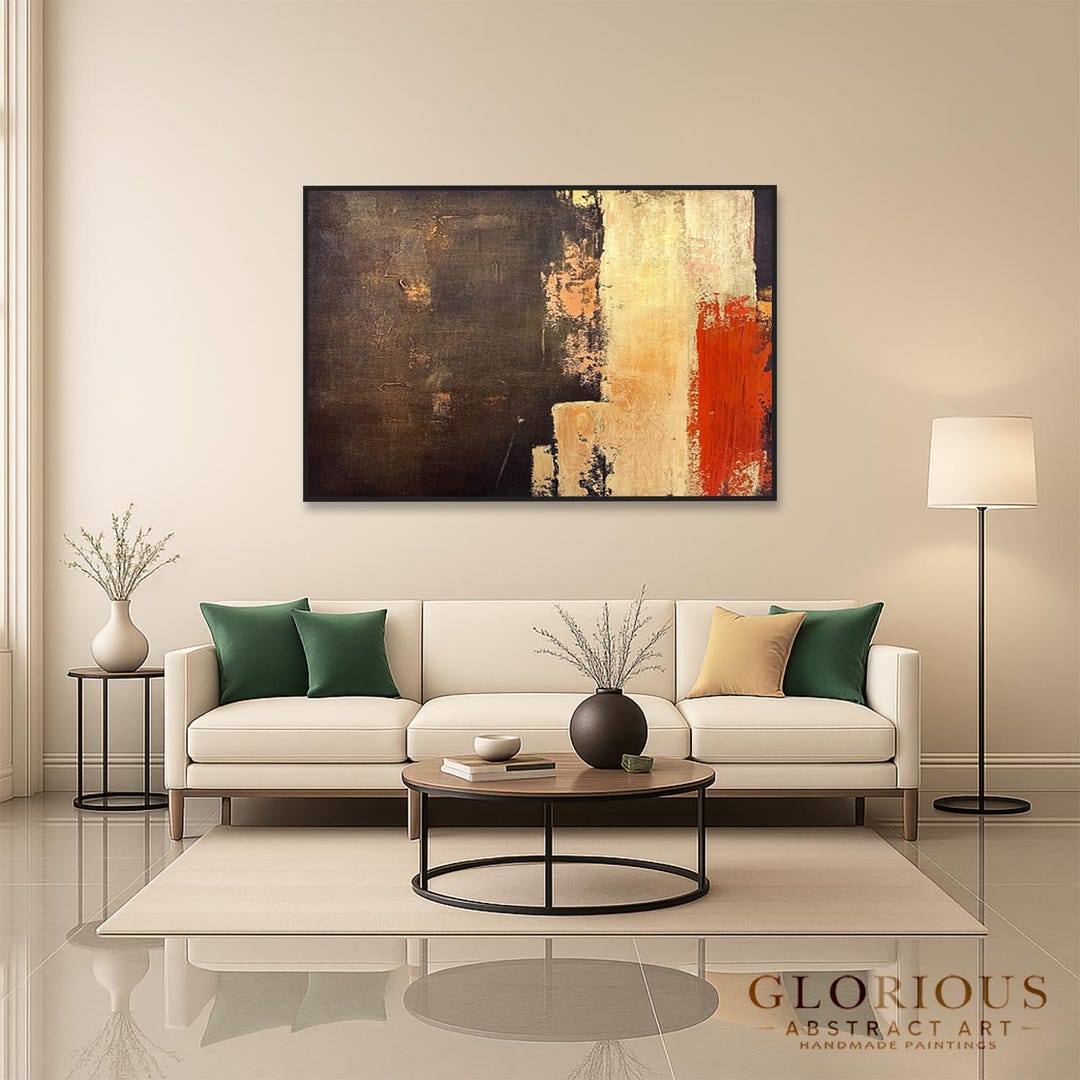 Burnt Orange Abstract Painting, Textured Modern Canvas Art - Etsy