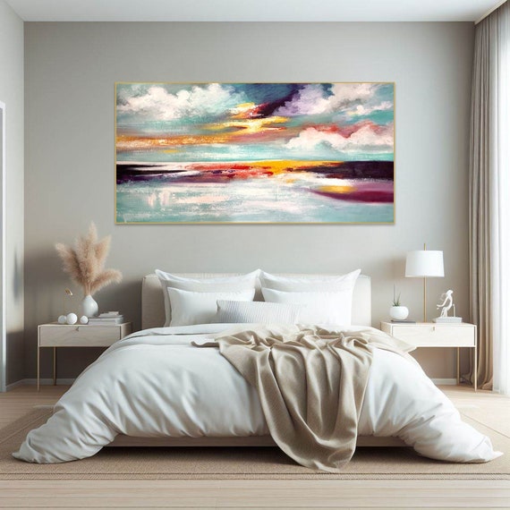 Extra Large Wall Art Original Art, handmade abstract Painting On Canvas, Landscape painting, Seascape abstract, Sunset painting, Sunrise art