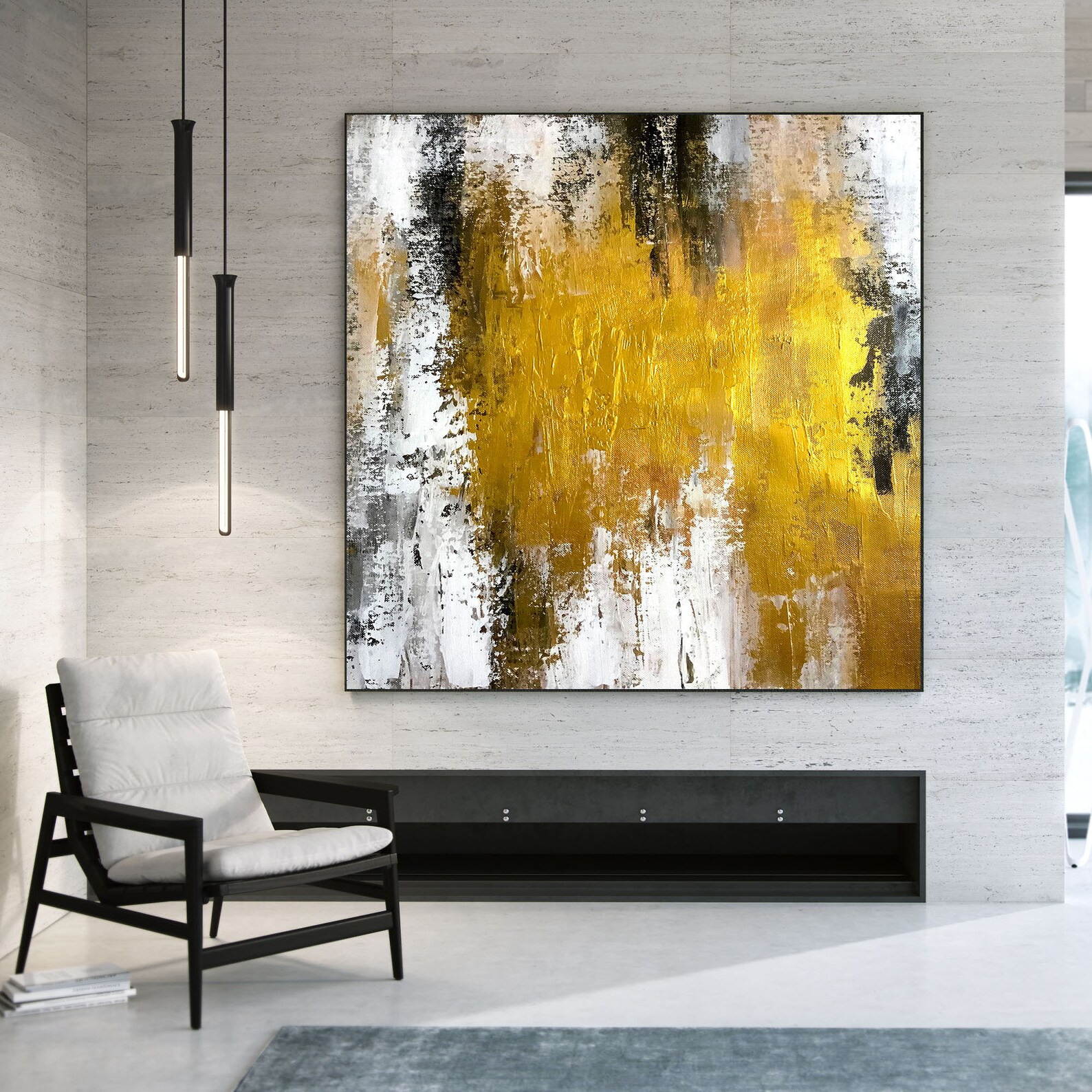 Gold White Large Wall Art Modern Wall Decor Office Wall Art Etsy