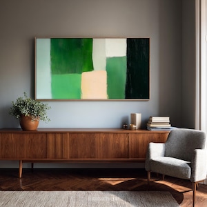 Forest Green Geometric Painting Digital Download Modern Abstract Wall Art Minimalist Color Block Art for Home Office Large Wall Decor