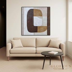 Neutral abstract wall art, large original painting, beige canvas wall art, modern geometric painting on canvas, textured living room decor