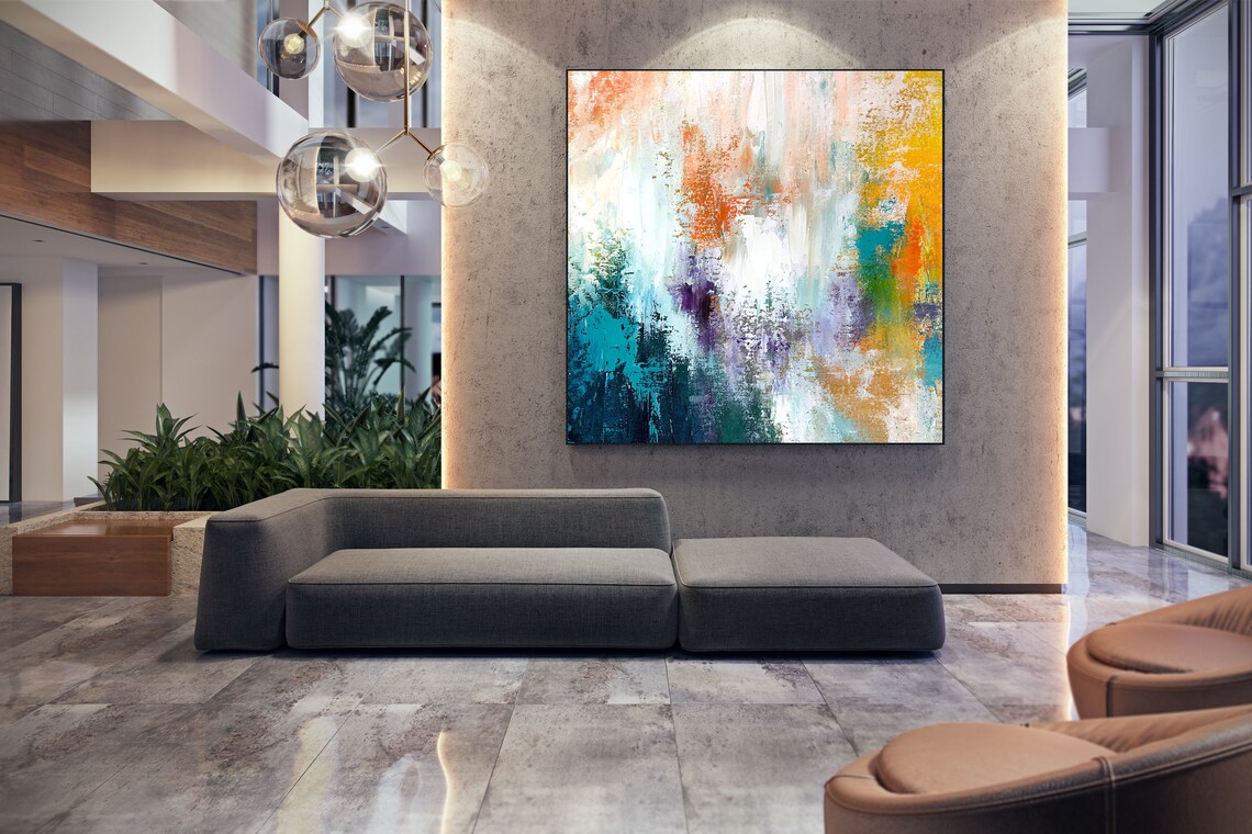 Large Abstract Art-Original Painting Living Room Wall Art | Etsy