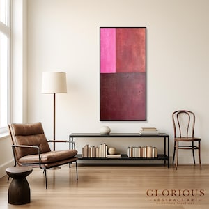 Moderne abstrakte Kunst, großes Originalgemälde, rosa burgunderfarbene Leinwand, abstrakte Kunst, handgefertigtes Strukturgemälde auf Leinwand, Wohnzimmerdekor