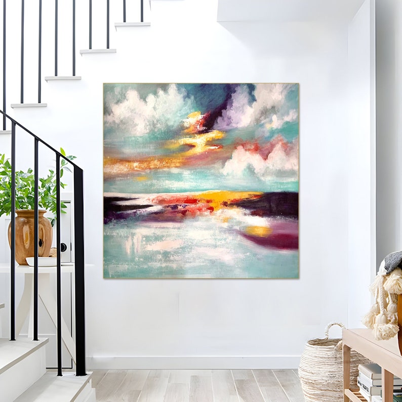 Modern art piece featuring an ethereal horizon where sky meets sea.