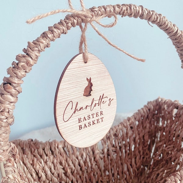 Personalised Easter Basket Tags, Easter Keepsake Decorations, Wooden Baby Easter Basket Gift Idea, Easter Hunt Labels