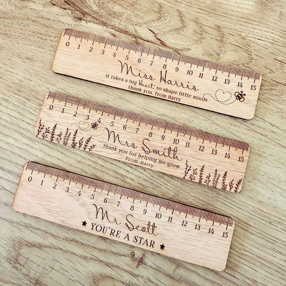Year Ruler Personalised Teacher Gift Wooden Ruler, Engraved Wooden Ruler, End of ...