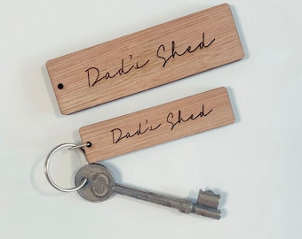 Personalised Wood Key Ring | Rustic Birchwood Key Fob | Custom Hotel / Holiday Lets Beech Wooden Keyrings | Grandad's Shed | Dad's Man Cave