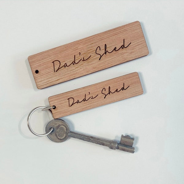 Personalised Wood Key Ring | Rustic Birchwood Key Fob | Custom Hotel / Holiday Lets Beech Wooden Keyrings | Grandad's Shed | Dad's Man Cave