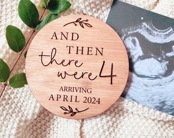 And then there were...three | Four | Five | Six etc | Wooden Sign, Pregnancy Announcement Disc, New Baby Announcement, Flat Lay Photo Prop